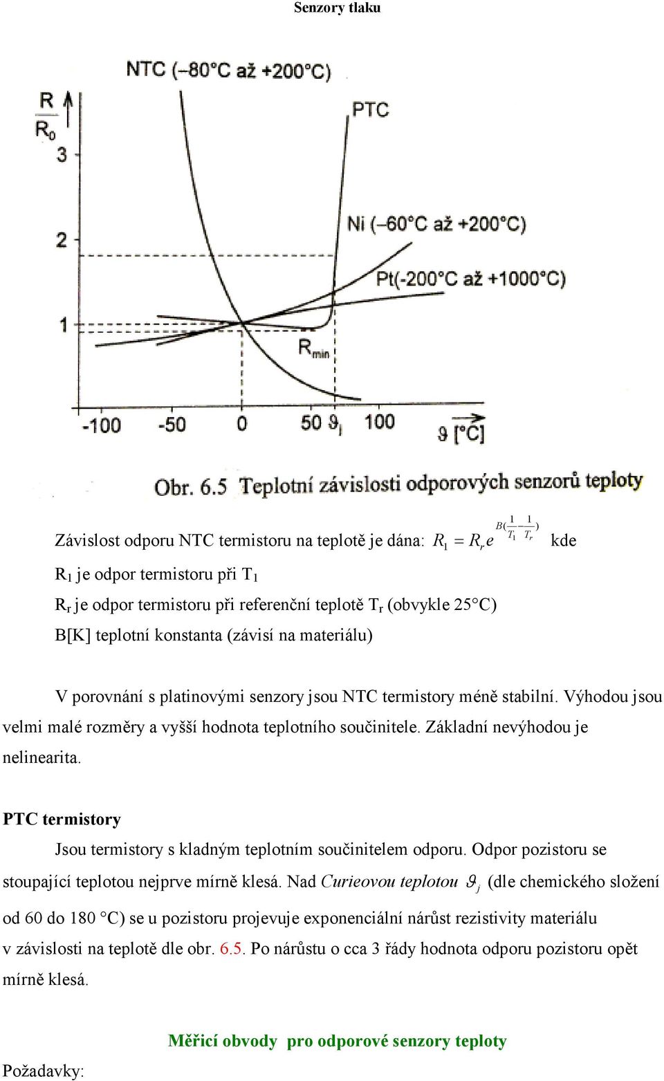 Základní nevýhodou je nelinearita. PTC termistory Jsou termistory s kladným teplotním součinitelem odporu. Odpor pozistoru se stoupající teplotou nejprve mírně klesá.