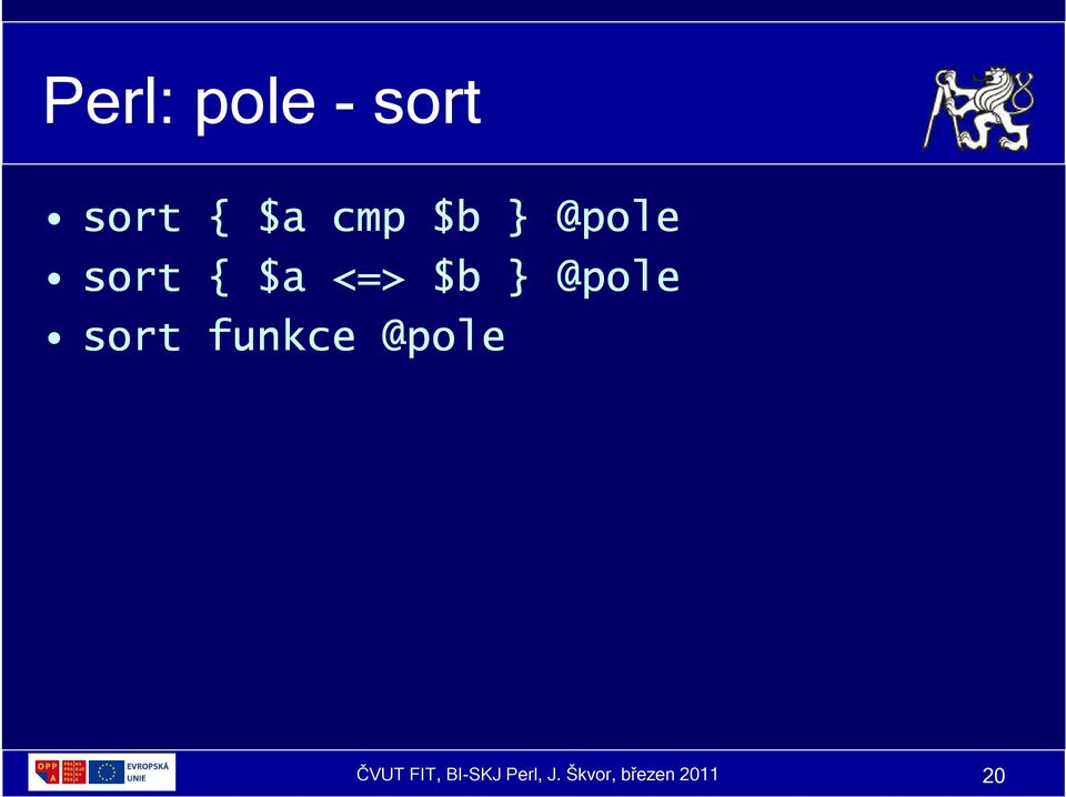 @pole sort funkce @pole ČVUT FIT,