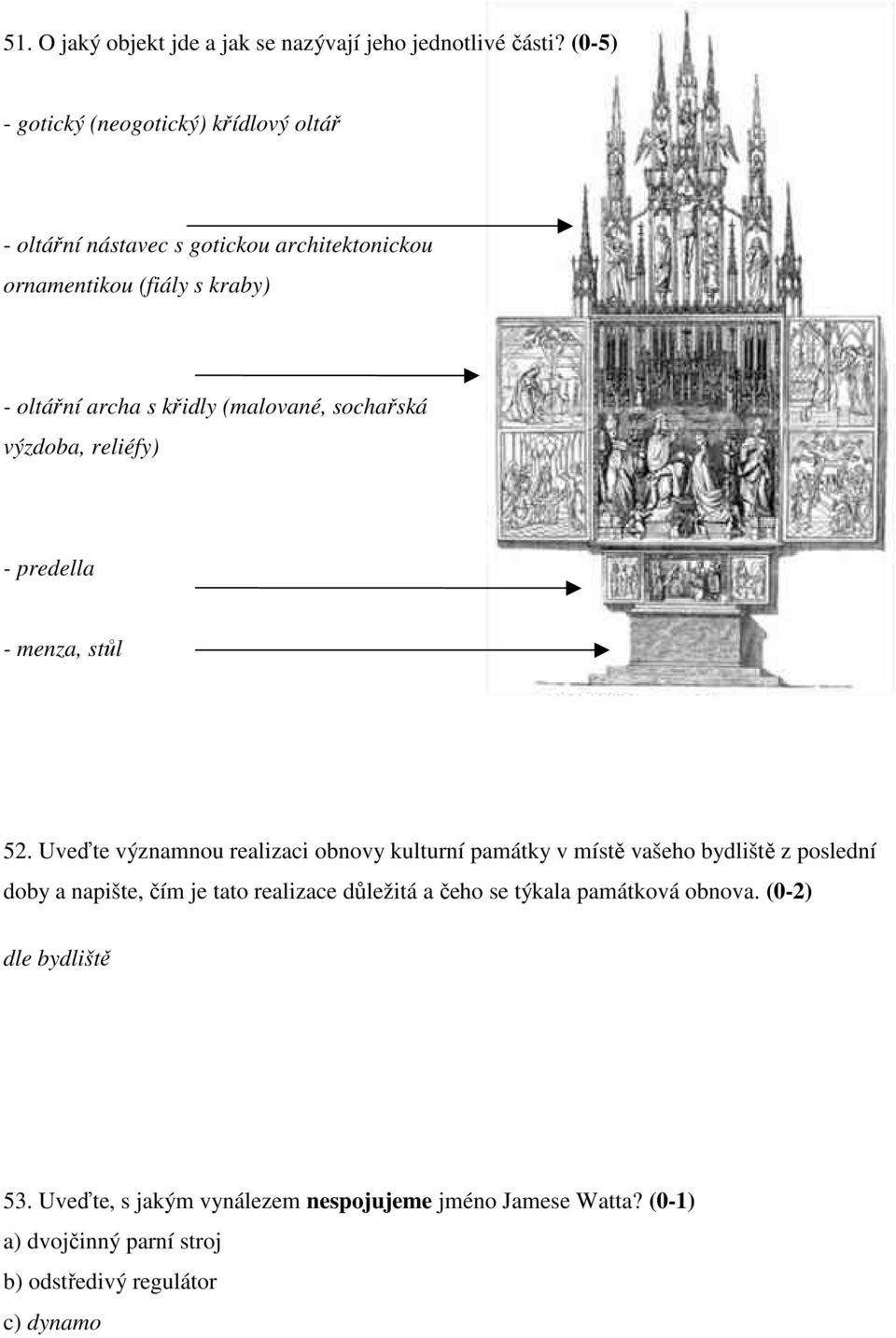 (malované, sochařská výzdoba, reliéfy) - predella - menza, stůl 52.