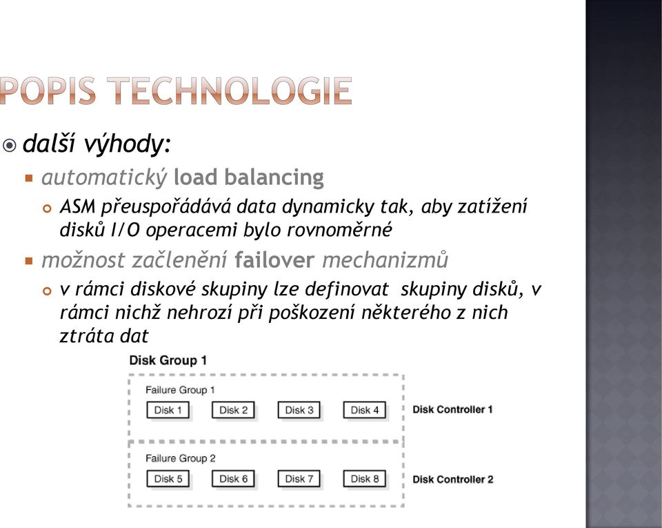 možnost začlenění failover mechanizmů v rámci diskové skupiny lze