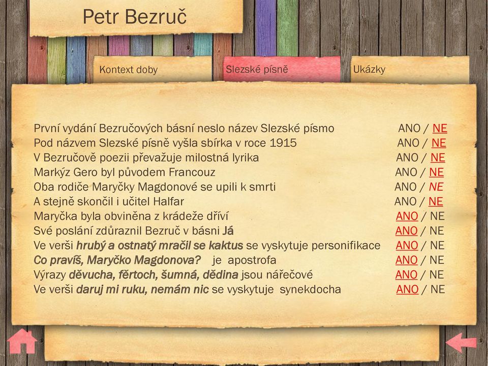 obviněna z krádeže dříví Své poslání zdůraznil Bezruč v básni Já Ve verši hrubý a ostnatý mračil se kaktus se vyskytuje personifikace Co