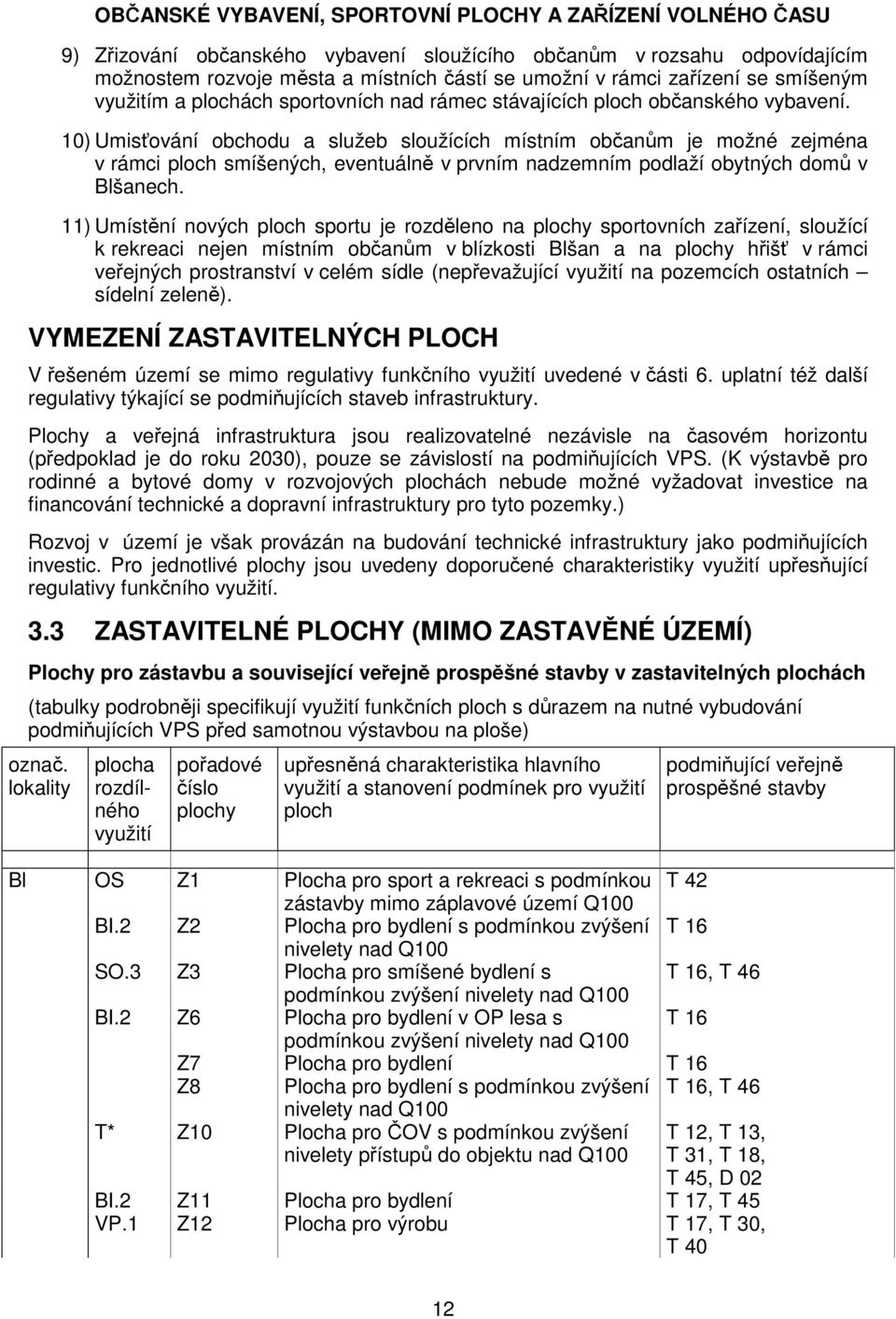 10) Umisťování obchodu a služeb sloužících místním občanům je možné zejména v rámci ploch smíšených, eventuálně v prvním nadzemním podlaží obytných domů v Blšanech.