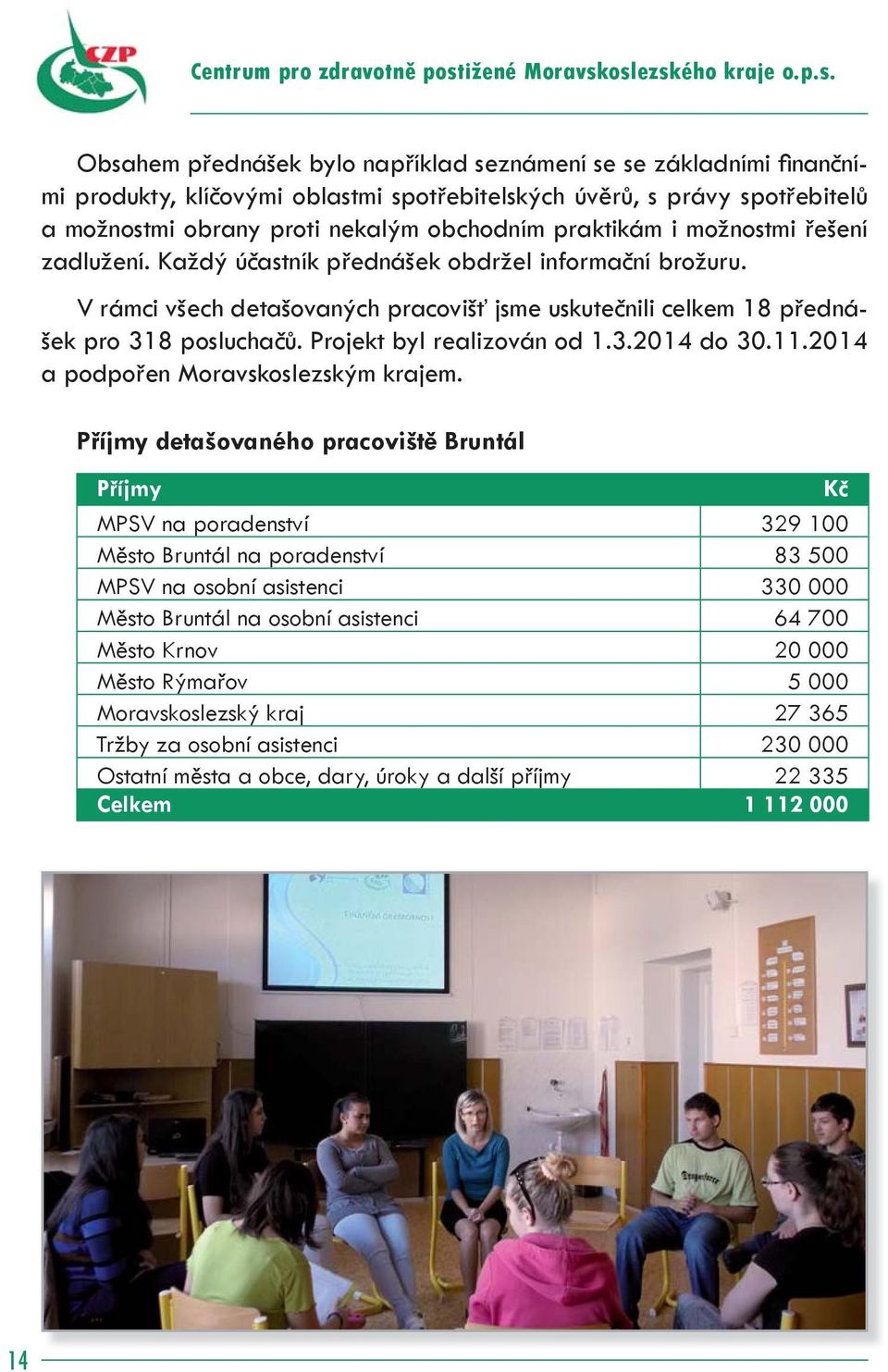 oslezského kraje o.p.s. Obsahem přednášek bylo například seznámení se se základními finančními produkty, klíčovými oblastmi spotřebitelských úvěrů, s právy spotřebitelů a možnostmi obrany proti