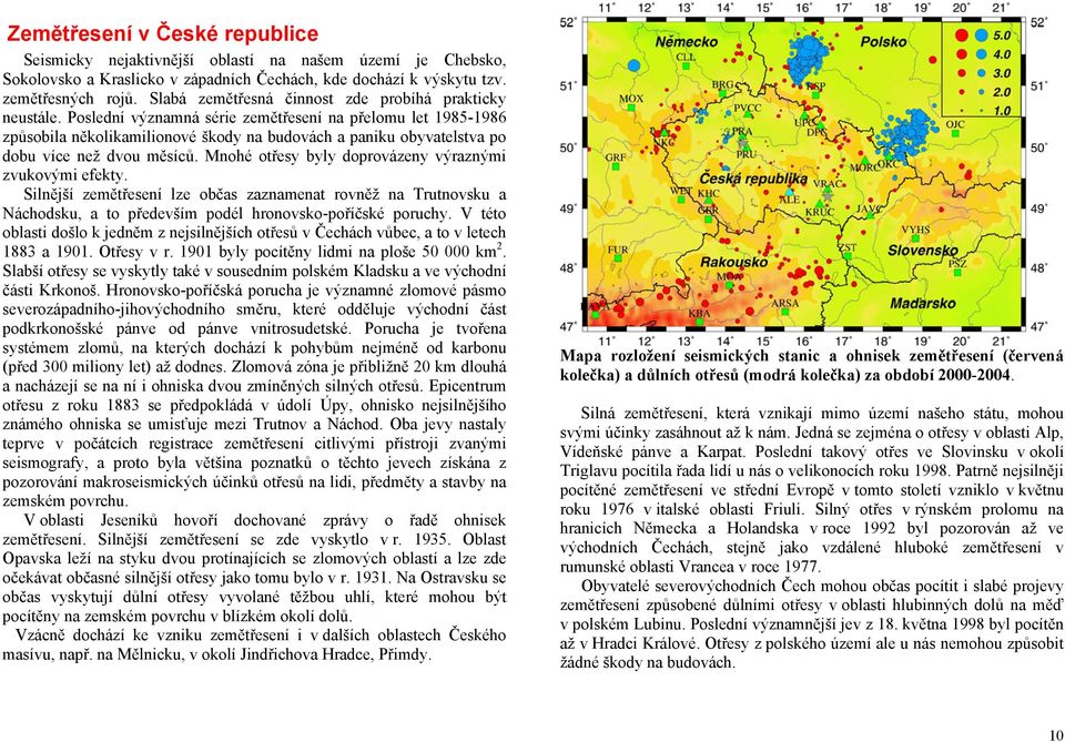 Poslední významná série zemětřesení na přelomu let 1985-1986 způsobila několikamilionové škody na budovách a paniku obyvatelstva po dobu více než dvou měsíců.