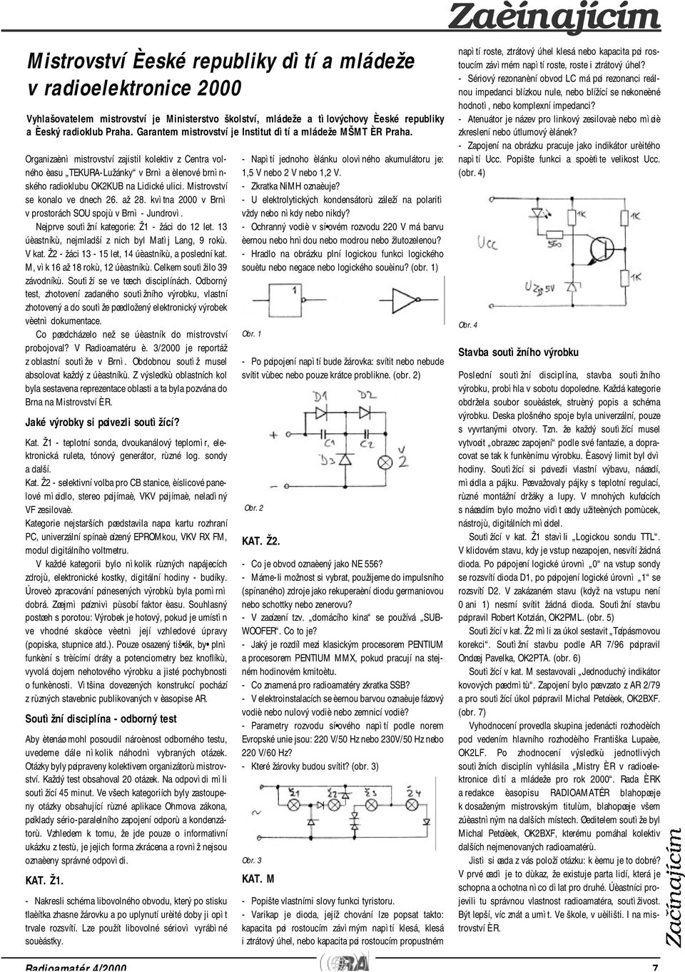 Organizaènì mistrovství zajistil kolektiv z Centra volného èasu TEKURA-Lužánky v Brnì a èlenové brnìnského radioklubu OK2KUB na Lidické ulici. Mistrovství se konalo ve dnech 26. až 28.