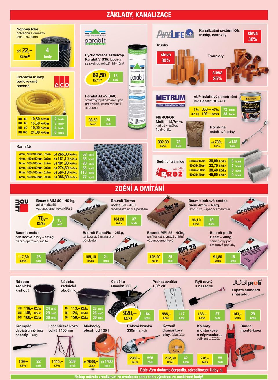 proti vodě, zemní vlhkosti a radonu 98,50 FIBROFOR Multi,mm, kari síť v sáčku, 1bal=0,9kg ALP asfaltový penetrační lak DenBit BR-ALP 9 kg 4,5 kg 358, 192, 2 38 Hořák na asfaltové pásy Kari sítě