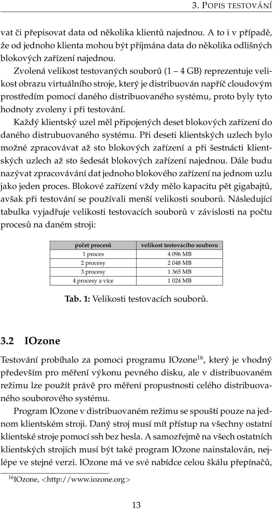 hodnoty zvoleny i při testování. Každý klientský uzel měl připojených deset blokových zařízení do daného distrubuovaného systému.