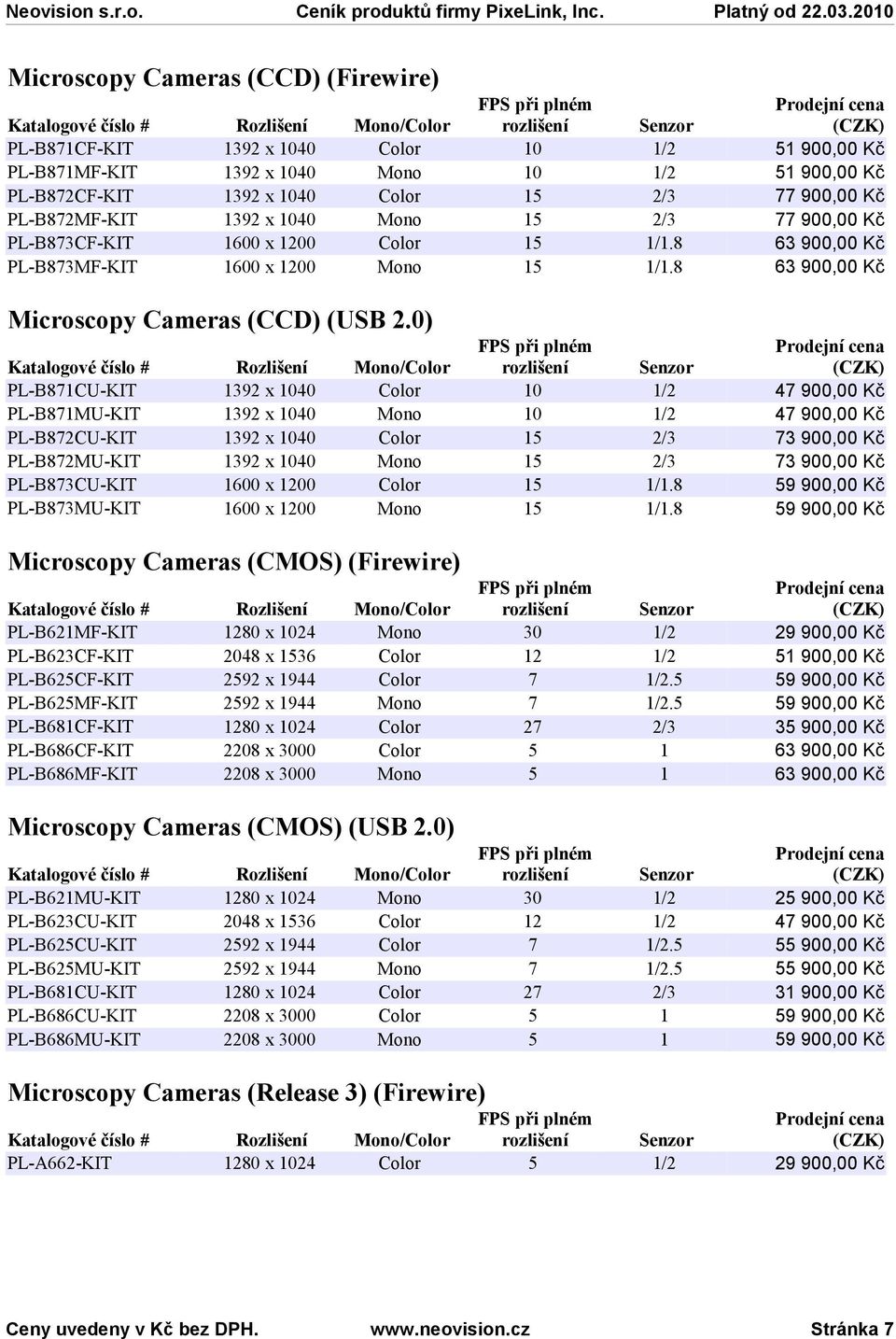 Cameras (CMOS) (USB 2.