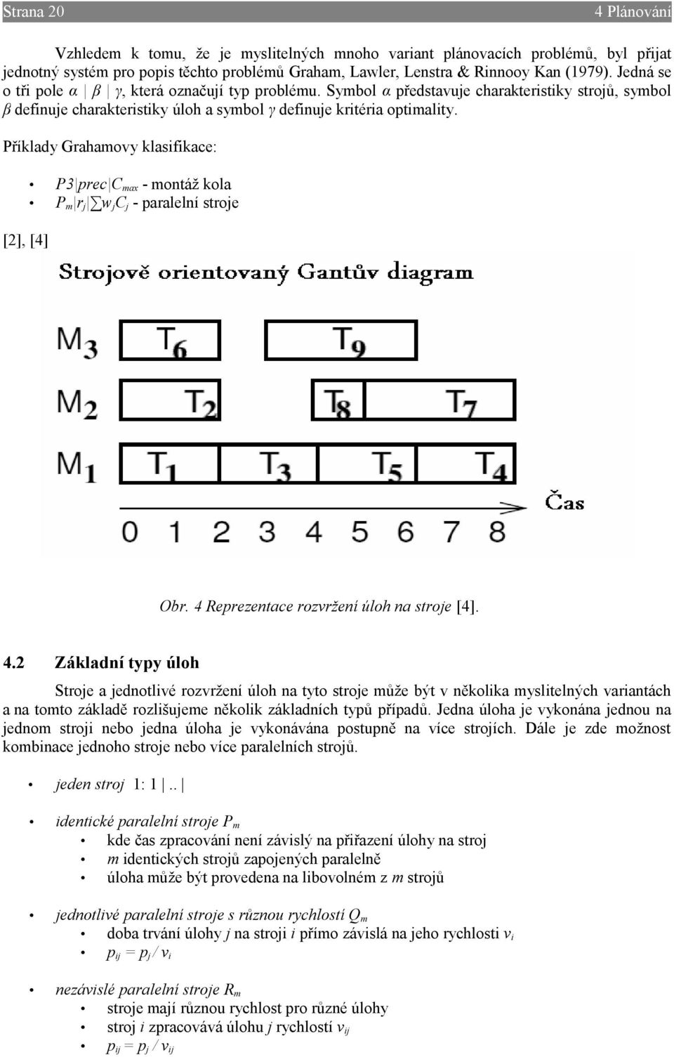 Příklady Grahamovy klasifikace: P3 prec Cmax - montáž kola Pm rj wjcj - paralelní stroje [2], [4] Obr. 4 