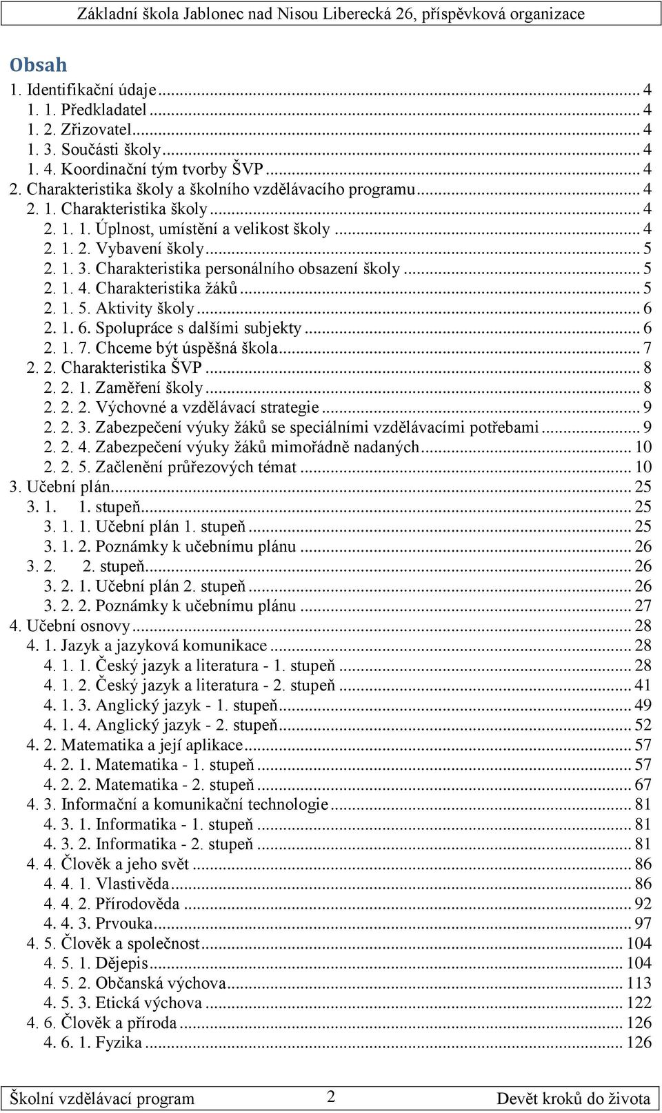 Charakteristika personálního obsazení školy... 5 2. 1. 4. Charakteristika žáků... 5 2. 1. 5. Aktivity školy... 6 2. 1. 6. Spolupráce s dalšími subjekty... 6 2. 1. 7. Chceme být úspěšná škola... 7 2.