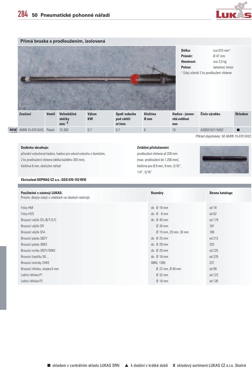 prodloužení do 1.200 mm), kleština pro Ø 8 mm, 9 mm, 3/16, 1/4, 5/16 Ekvivalent DEPRAG CZ a.s.