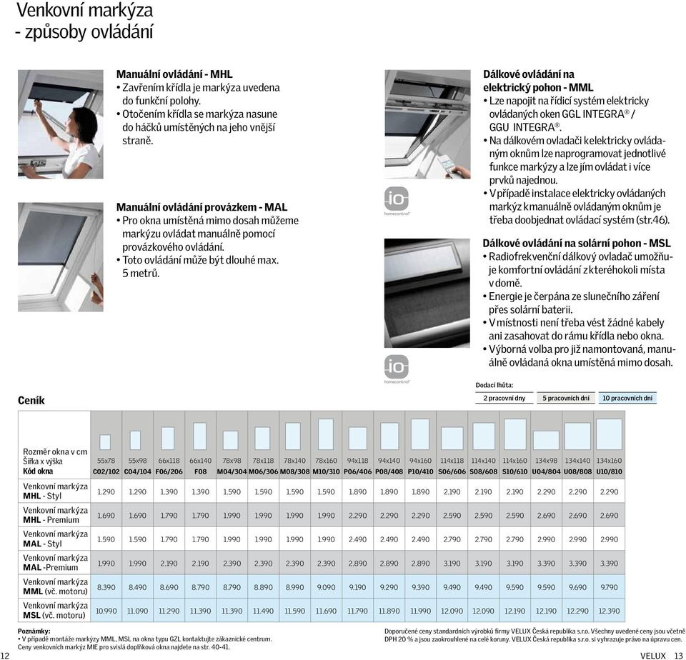 Dálkové ovládání na elektrický pohon - MML Lze napojit na řídicí systém elektricky ovládaných oken GGL INTEGRA / GGU INTEGRA.