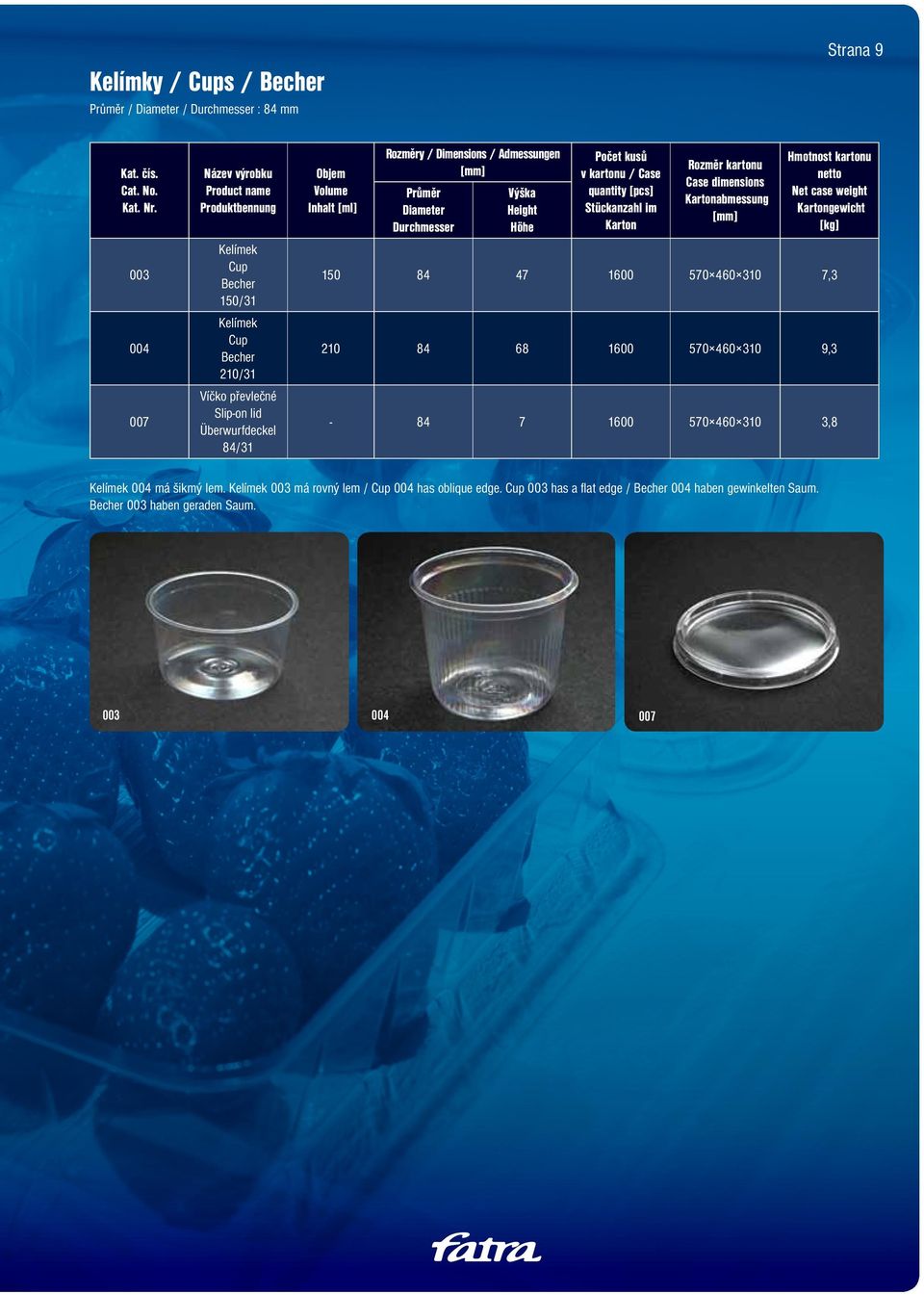 Slip-on lid Überwurfdeckel /31-7 1600 3,8 003 150/31 abmessung Hmotnost kartonu netto gewicht 004 má šikmý lem.