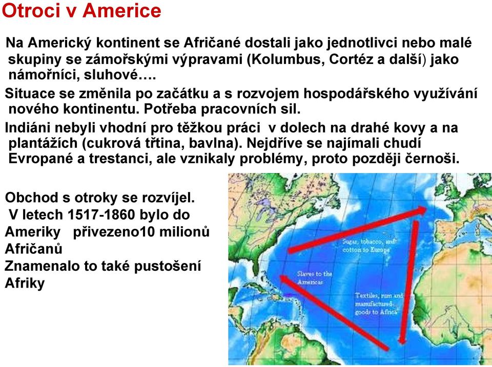 Indiáni nebyli vhodní pro těžkou práci v dolech na drahé kovy a na plantážích (cukrová třtina, bavlna).