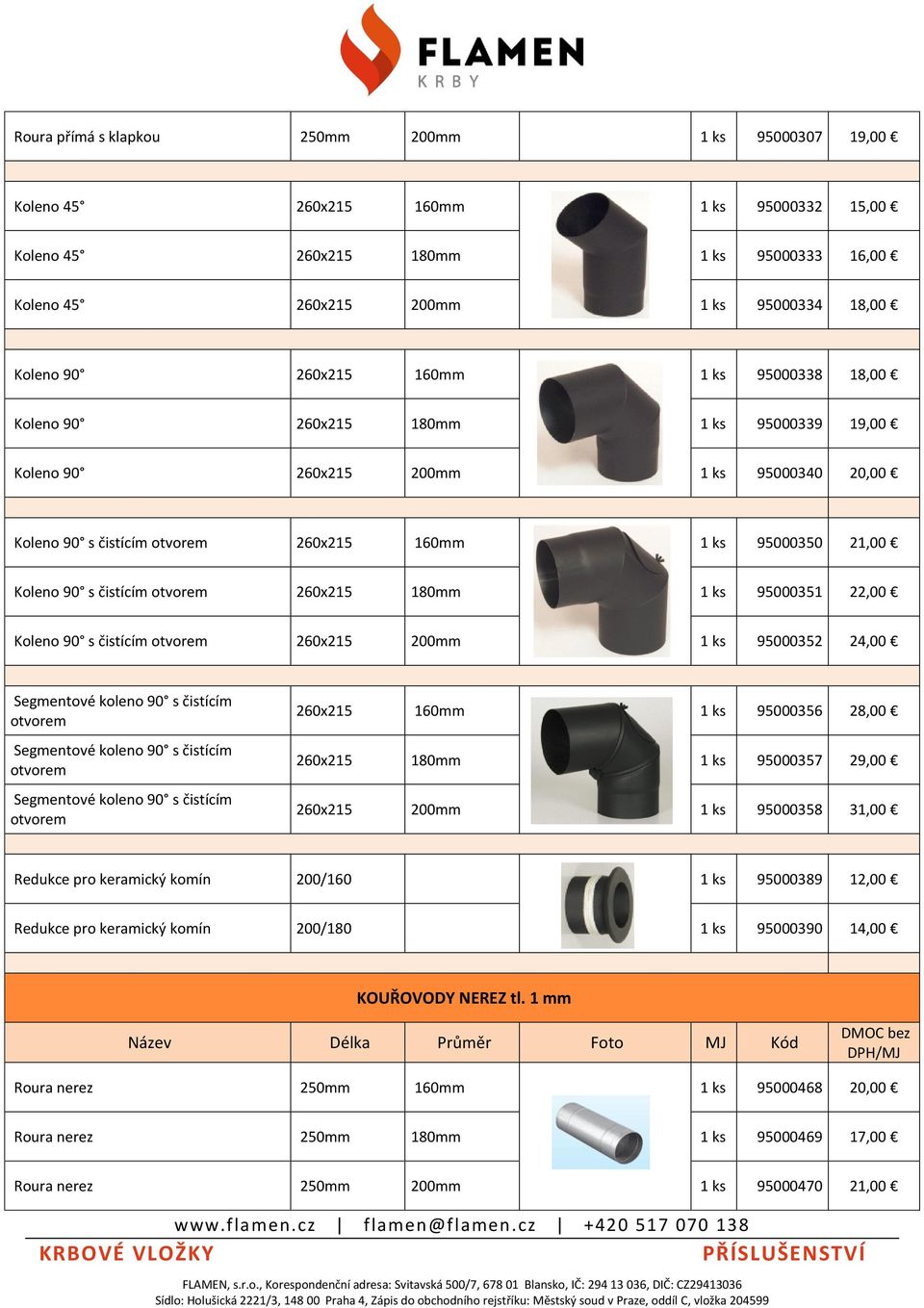 čistícím otvorem 260x215 180mm 1 ks 95000351 22,00 Koleno 90 s čistícím otvorem 260x215 200mm 1 ks 95000352 24,00 Segmentové koleno 90 s čistícím otvorem Segmentové koleno 90 s čistícím otvorem