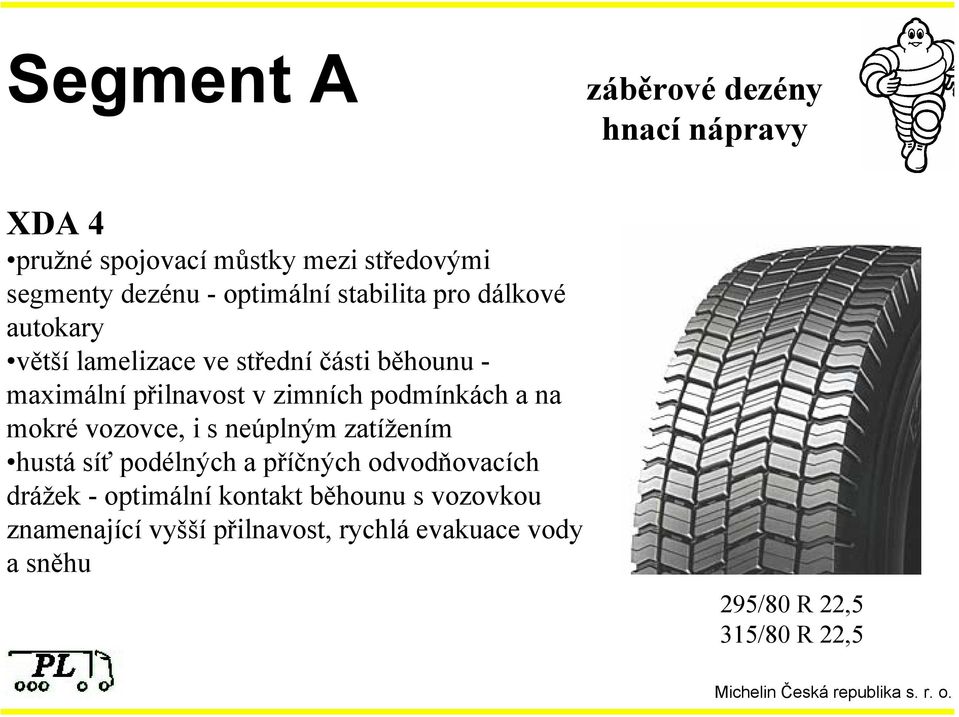 zimních podmínkách a na mokré vozovce, i s neúplným zatížením hustá síť podélných a příčných odvodňovacích