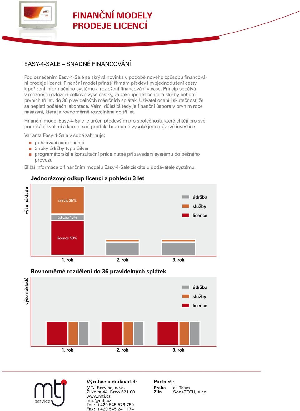 Princip spočívá v možnosti rozložení celkové výše částky, za zakoupené licence a služby během prvních tří let, do 36 pravidelných měsíčních splátek.