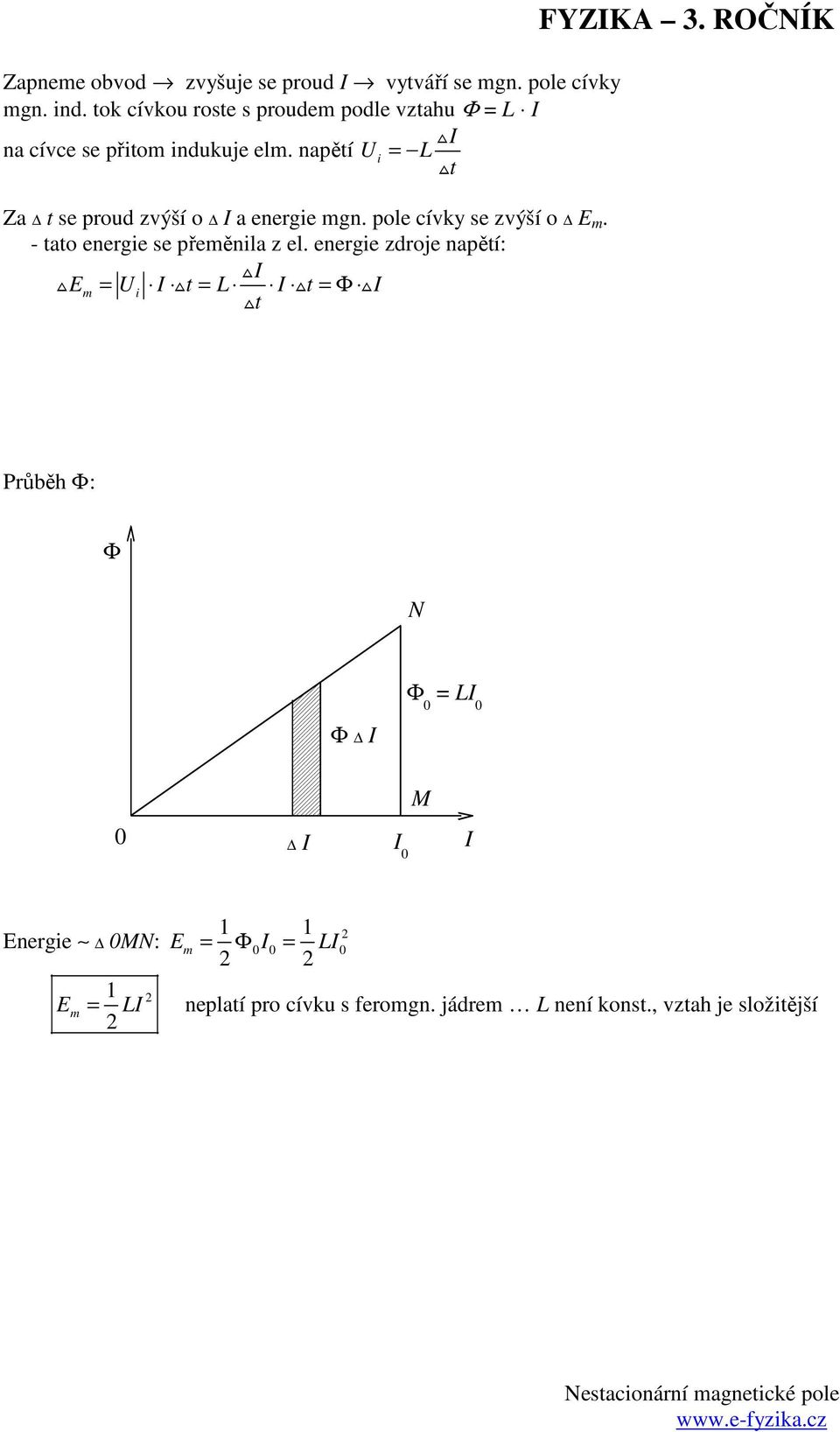 OČNÍK Za t s proud zvýší o a nrgi mgn. pol cívky s zvýší o E m. - tato nrgi s přměnila z l.