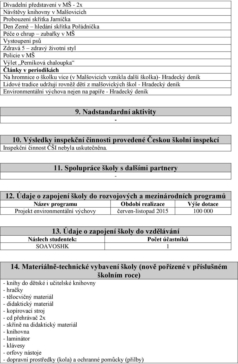 Hradecký deník Environmentální výchova nejen na papíře - Hradecký deník 9. Nadstandardní aktivity - 10.