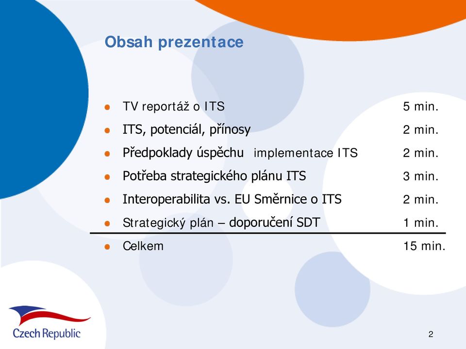 Předpoklady úspěchu implementace ITS 2 min.