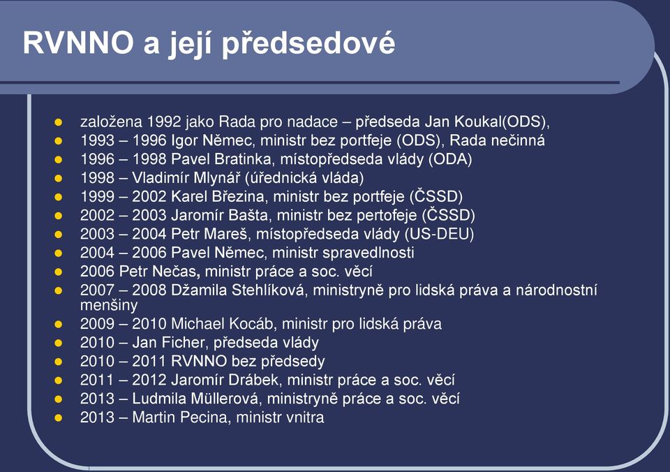 2004 2006 Pavel Němec, ministr spravedlnosti 2006 Petr Nečas, ministr práce a soc.