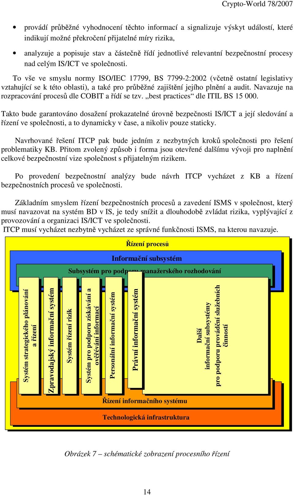 To vše ve smyslu normy ISO/IEC 17799, BS 7799-2:2002 (včetně ostatní legislativy vztahující se k této oblasti), a také pro průběžné zajištění jejího plnění a audit.