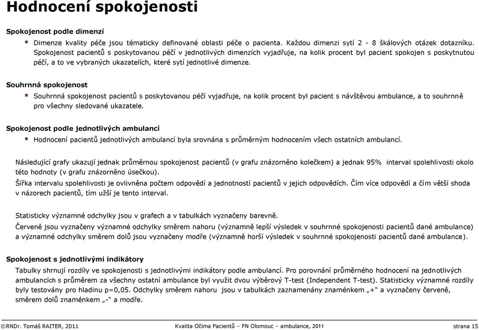 Souhrnná spokojenost Souhrnná spokojenost pacientů s poskytovanou péčí vyjadřuje, na kolik procent byl pacient s návštěvou, a to souhrnně pro všechny sledované ukazatele.