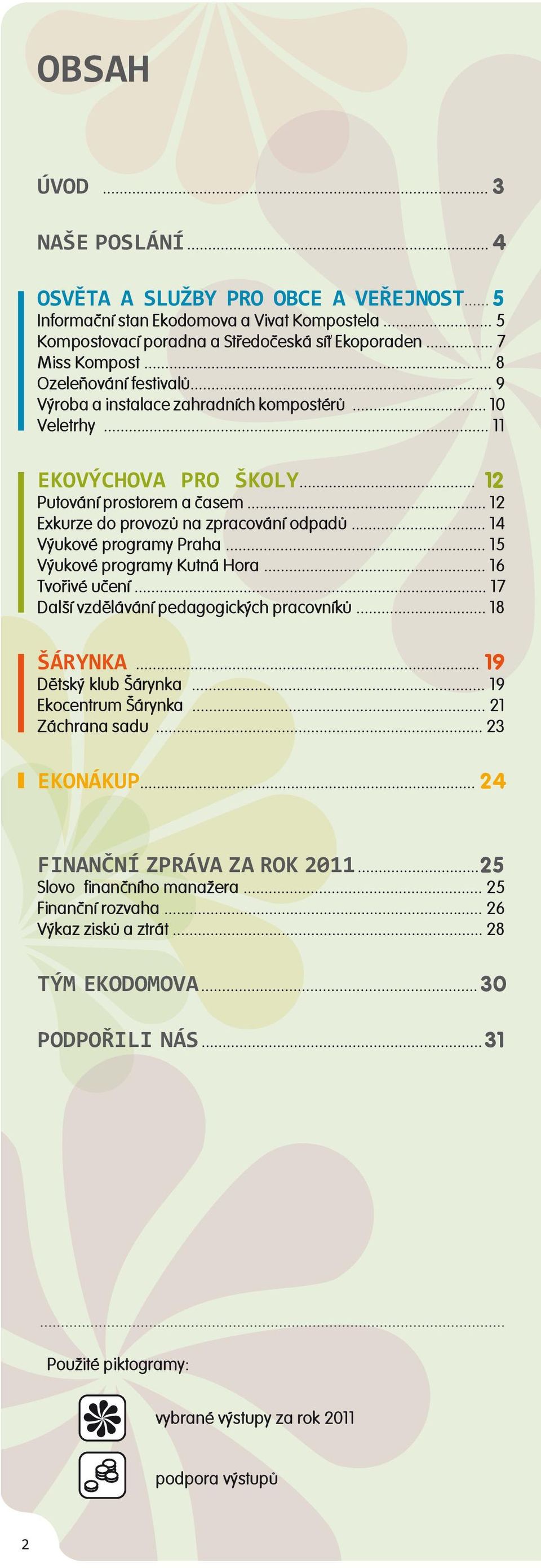 .. 14 Výukové programy Praha... 15 Výukové programy Kutná Hora... 16 Tvořivé učení... 17 Další vzdělávání pedagogických pracovníků... 18 Šárynka... 19 Dětský klub Šárynka... 19 Ekocentrum Šárynka.