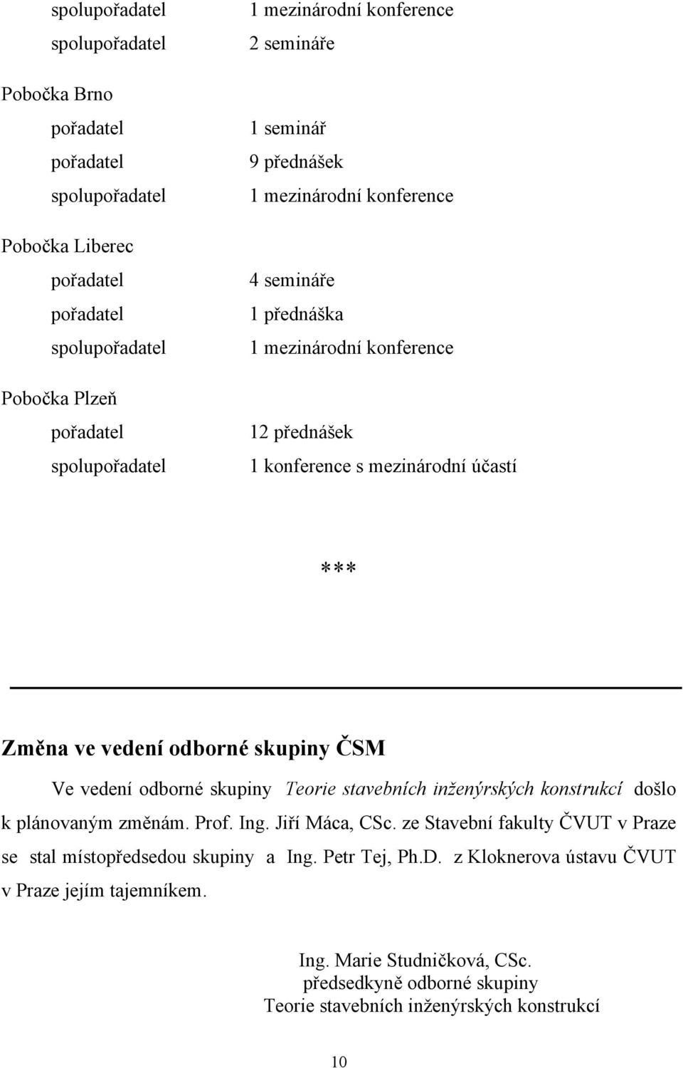 odborné skupiny ČSM Ve vedení odborné skupiny Teorie stavebních inženýrských konstrukcí došlo k plánovaným změnám. Prof. Ing. Jiří Máca, CSc.