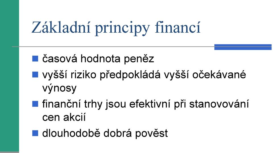 očekávané výnosy finanční trhy jsou