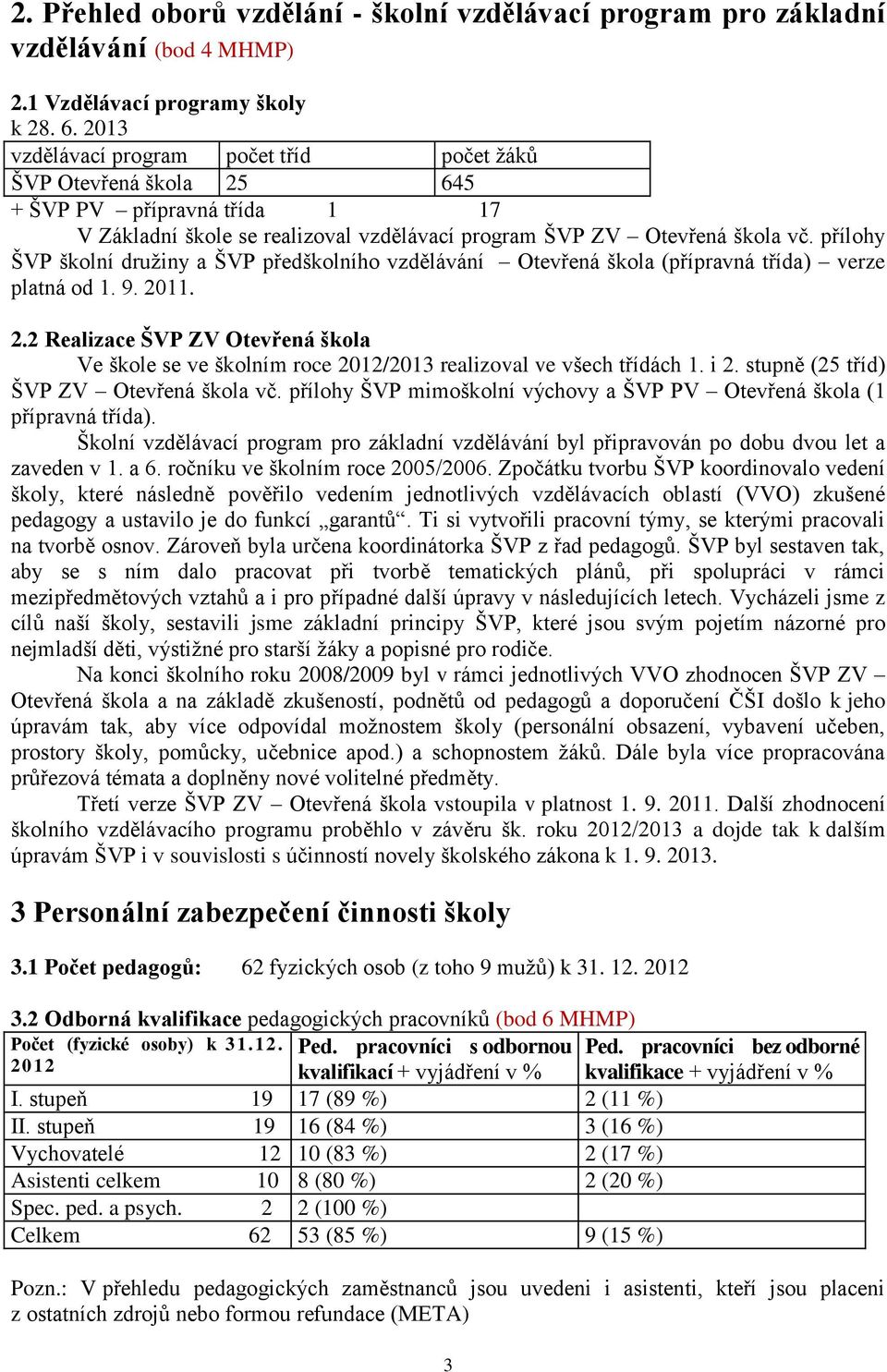 přílohy ŠVP školní družiny a ŠVP předškolního vzdělávání Otevřená škola (přípravná třída) verze platná od 1. 9. 20