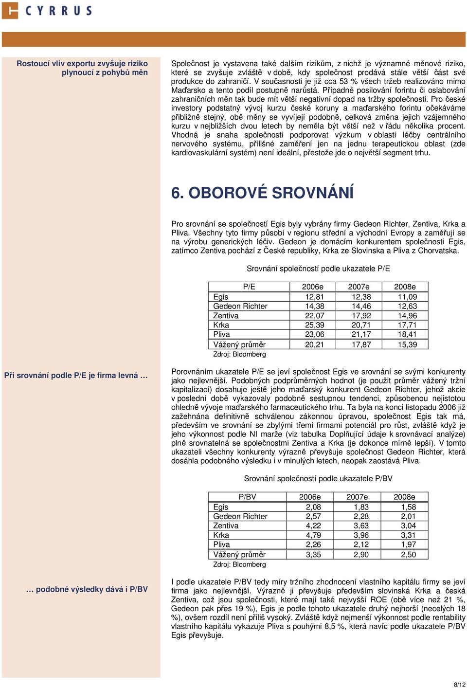 Případné posilování forintu či oslabování zahraničních měn tak bude mít větší negativní dopad na tržby společnosti.