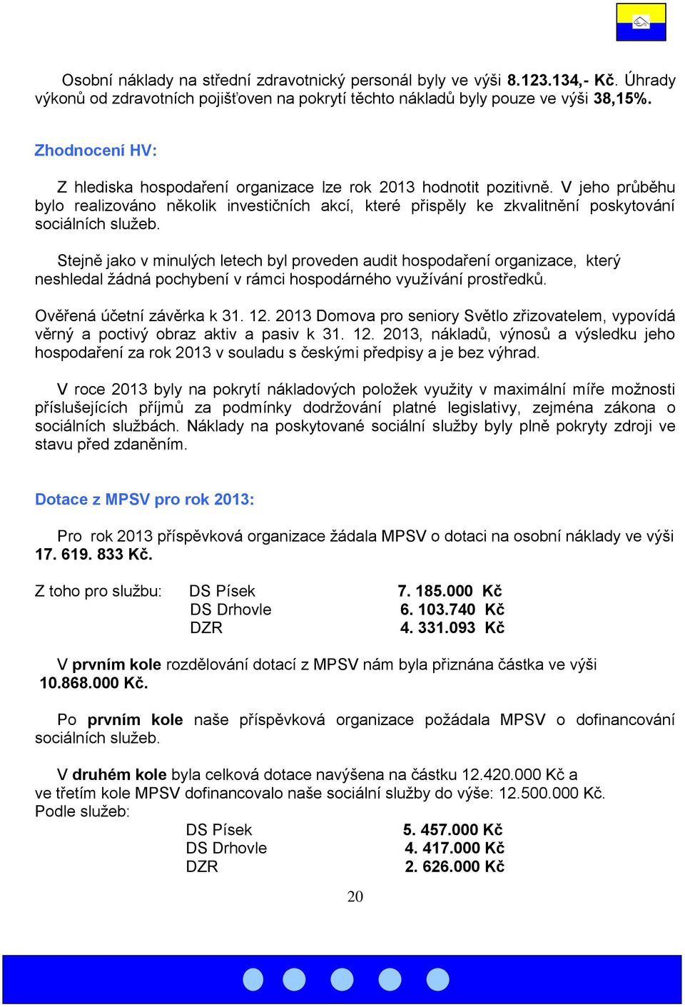 V jeho průběhu bylo realizováno několik investičních akcí, které přispěly ke zkvalitnění poskytování sociálních služeb.