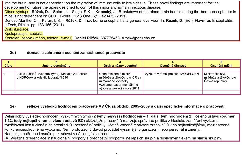 : Breakdown of the blood-brain barrier during tick-borne encephalitis in mice is not dependent on CD8+ T-cells. PLoS One, 6(): e07 (0). Donoso-Mantke, O. Karan, L.S. Růžek, D.