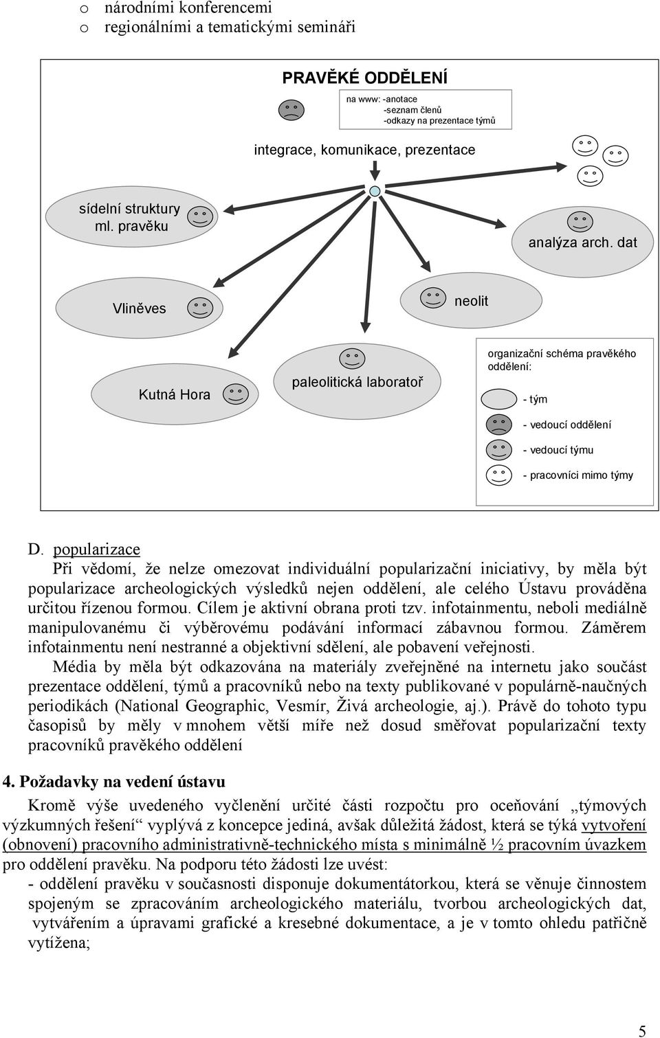 popularizace Při vědomí, že nelze omezovat individuální popularizační iniciativy, by měla být popularizace archeologických výsledků nejen oddělení, ale celého Ústavu prováděna určitou řízenou formou.