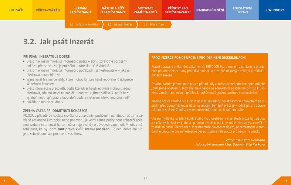 Jak psát inzerát Při psaní inzerátu je dobré: uvést maximální množství informací o pozici aby si zdravotně postižený dokázal představit, zda je pro něho práce skutečně vhodná uvést maximální množství