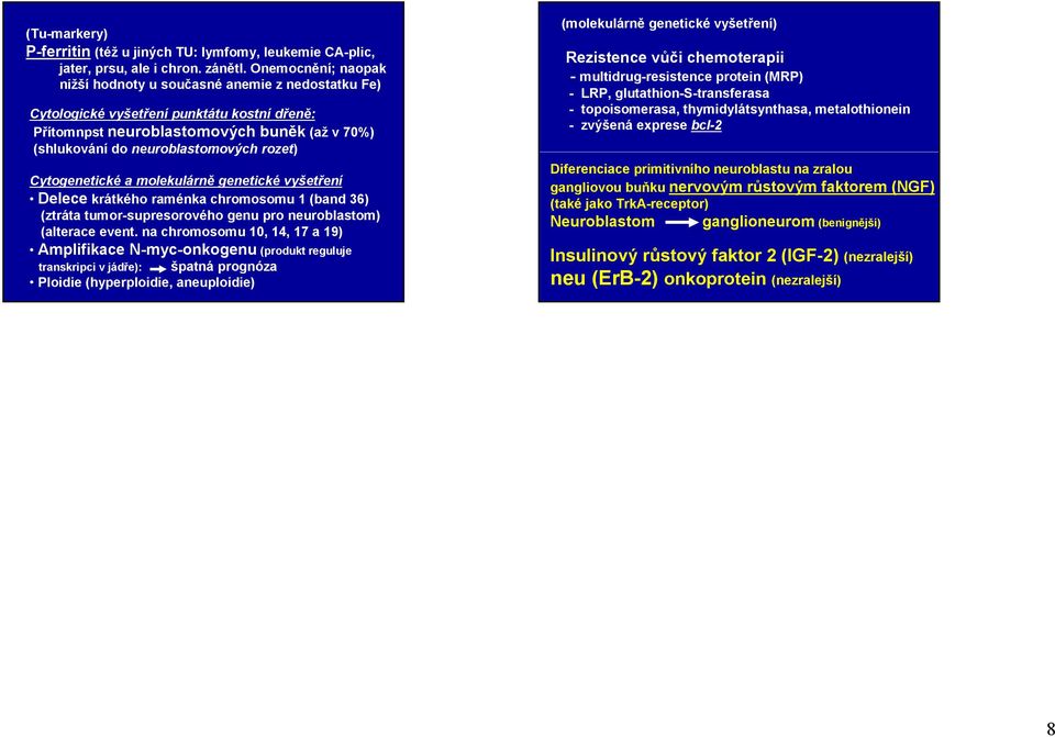 Cytogenetické a molekulárně genetické vyšetření Delece krátkého raménka chromosomu 1 (band 36) (ztráta tumor-supresorového genu pro neuroblastom) (alterace event.