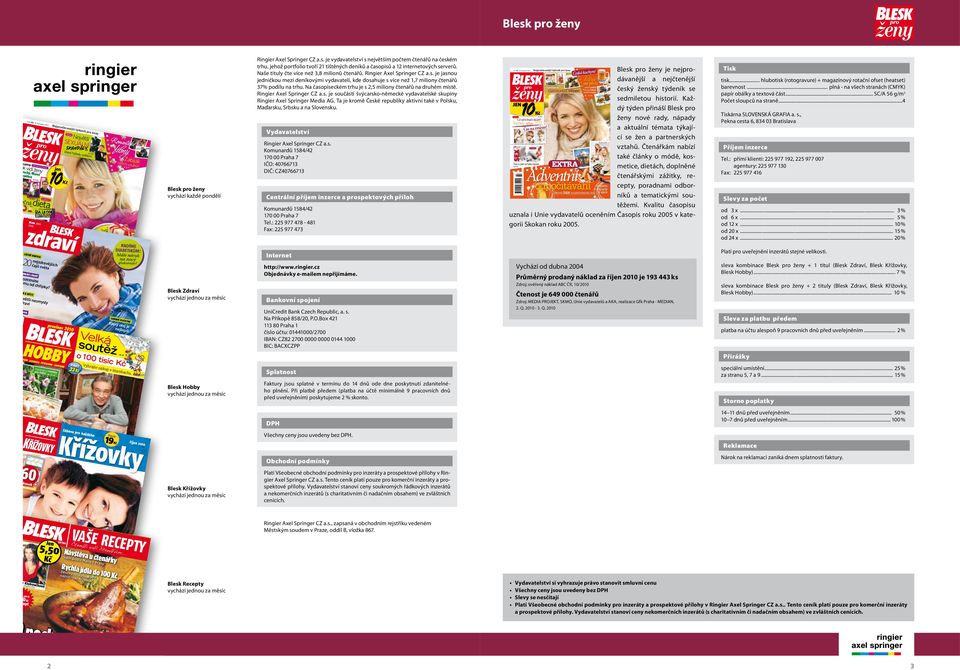 Na časopiseckém trhu je s 2,5 miliony čtenářů na druhém místě. Ringier Axel Springer CZ a.s. je součástí švýcarsko-německé vydavatelské skupiny Ringier Axel Springer Media AG.