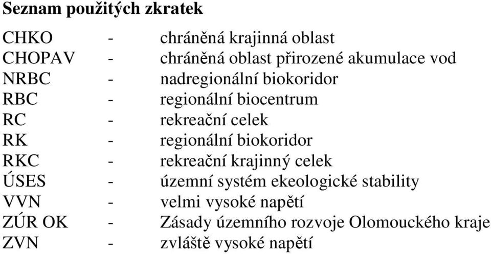 - regionální biokoridor RKC - rekreační krajinný celek ÚSES - územní systém ekeologické stability