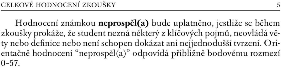 pojmů, neovládá věty nebo definice nebo není schopen dokázat ani