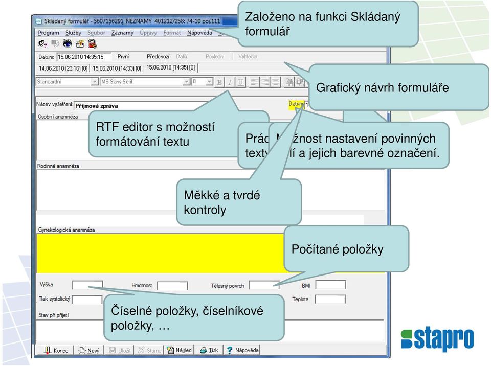 povinných texty a polí generátorem a jejich barevné textů označení.