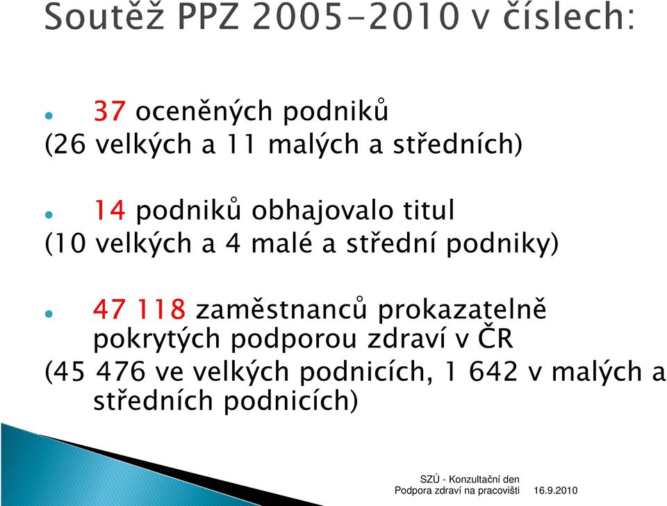 podniky) 47 118 zaměstnanců prokazatelně pokrytých podporou