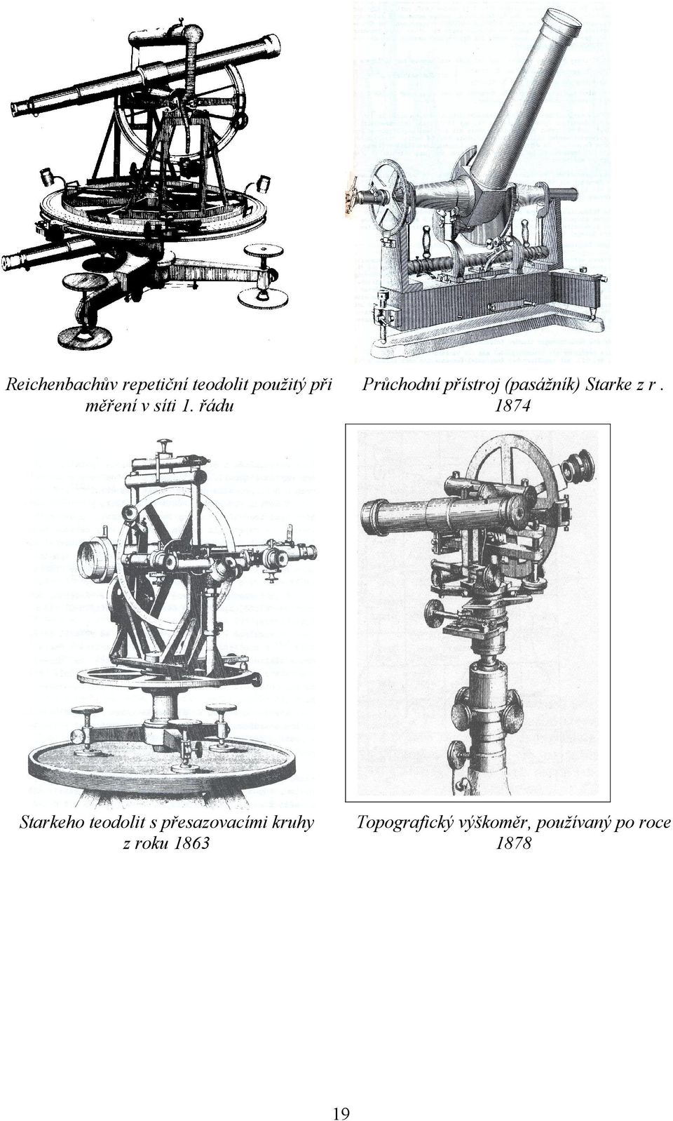 1874 Starkeho teodolit s přesazovacími kruhy z roku