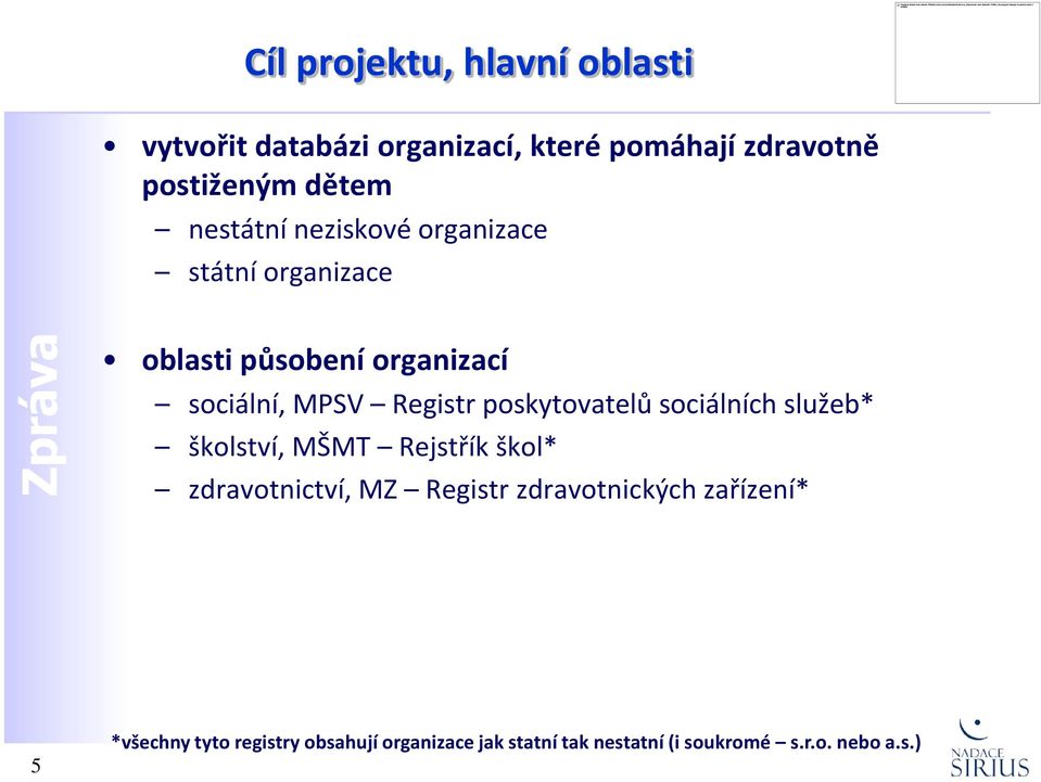 poskytovatelů sociálních služeb* školství, MŠMT Rejstřík škol* zdravotnictví, MZ Registr