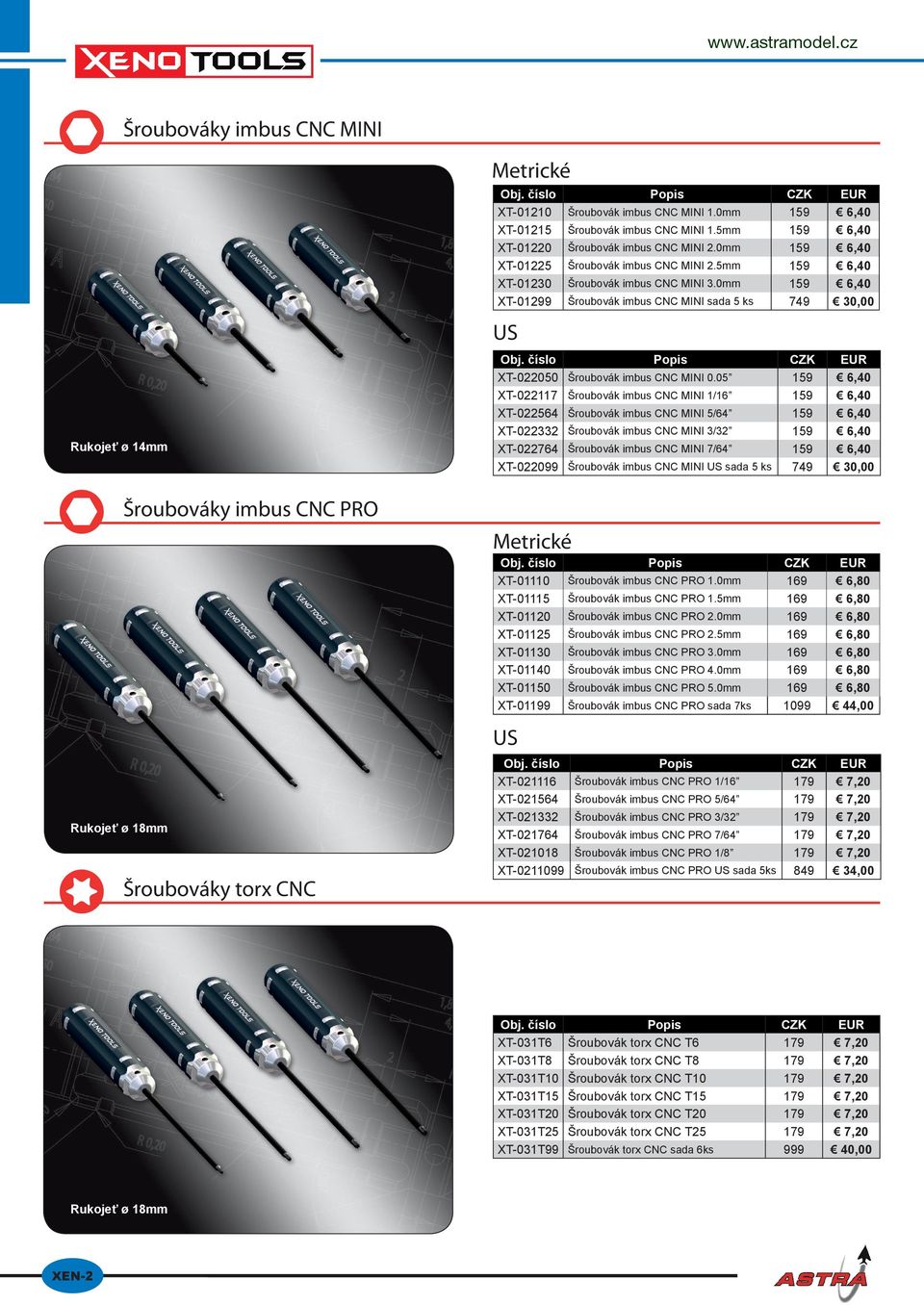 0mm 159 6,40 XT-01299 Šroubovák imbus CNC MINI sada 5 ks 749 30,00 US XT-022050 Šroubovák imbus CNC MINI 0.