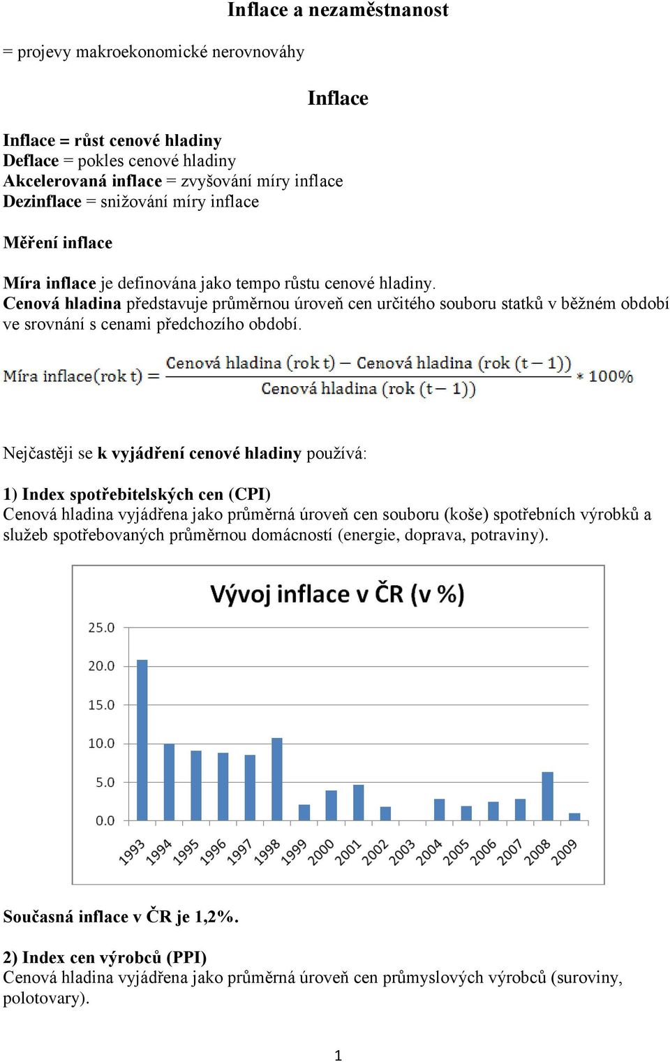 Cenová hladina představuje průměrnou úroveň cen určitého souboru statků v běžném období ve srovnání s cenami předchozího období.