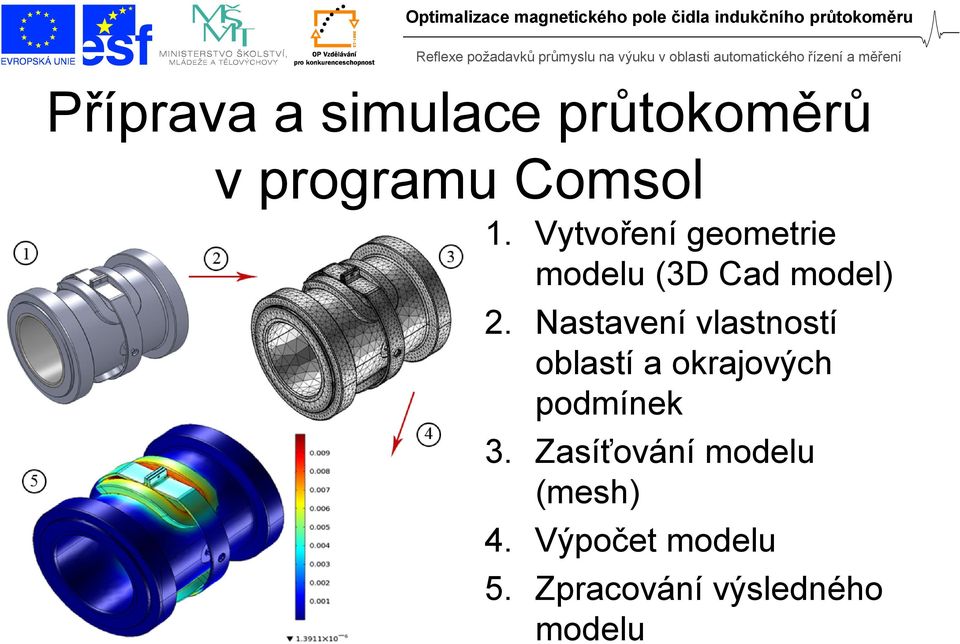 Nastavení vlastností oblastí a okrajových podmínek 3.