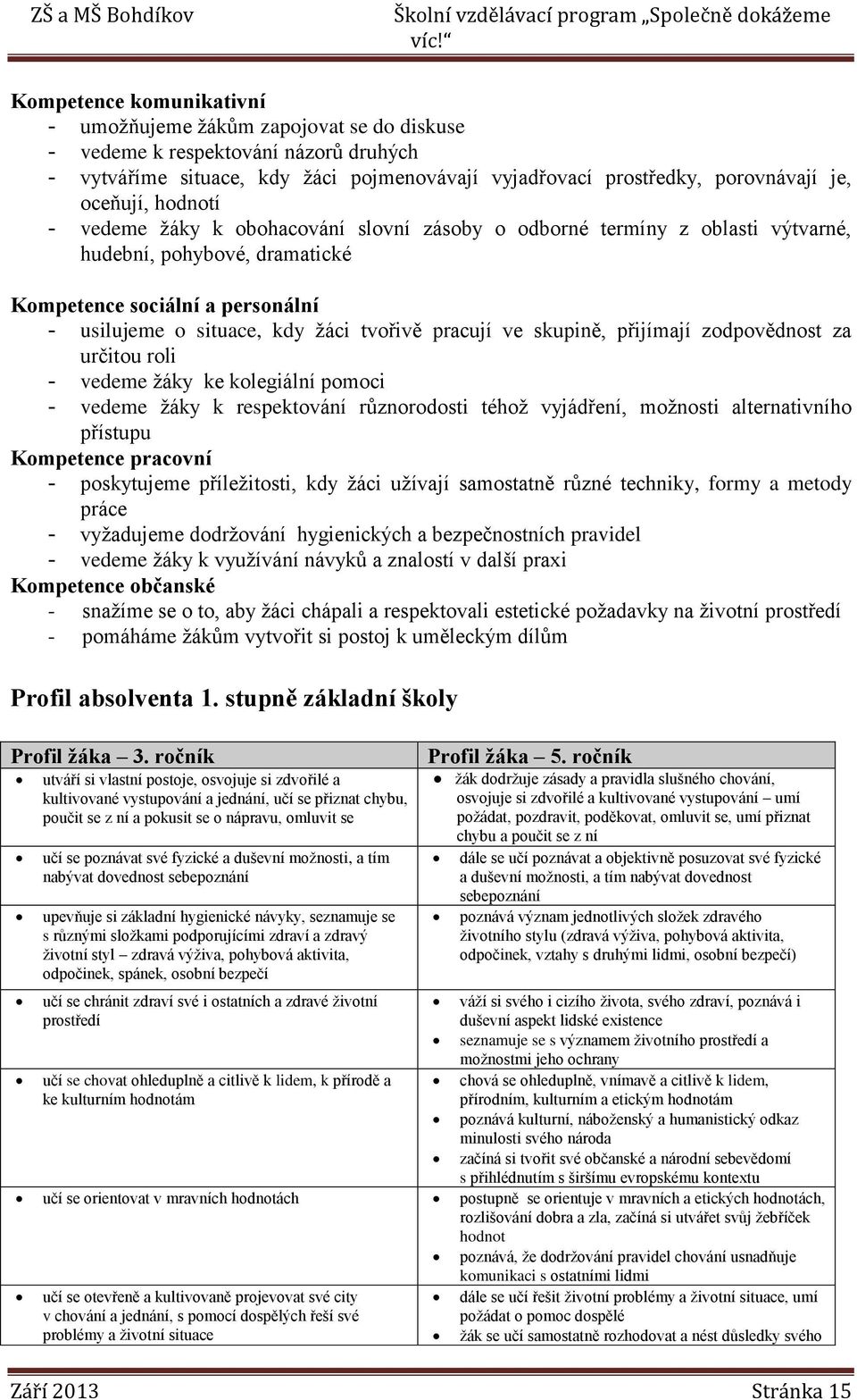 ve skupině, přijímají zodpovědnost za určitou roli - vedeme ţáky ke kolegiální pomoci - vedeme ţáky k respektování různorodosti téhoţ vyjádření, moţnosti alternativního přístupu Kompetence pracovní -