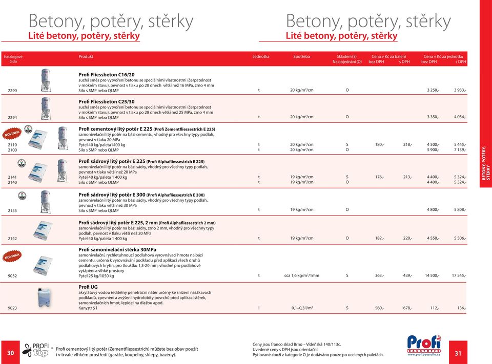 Silo s SMP nebo QLMP Profi Fliessbeton C25/30 suchá směs pro vytvoření betonu se speciálními vlastnostmi (čerpatelnost v mokrém stavu), pevnost v tlaku po 28 dnech větší než 25 MPa, zrno 4 mm 2294