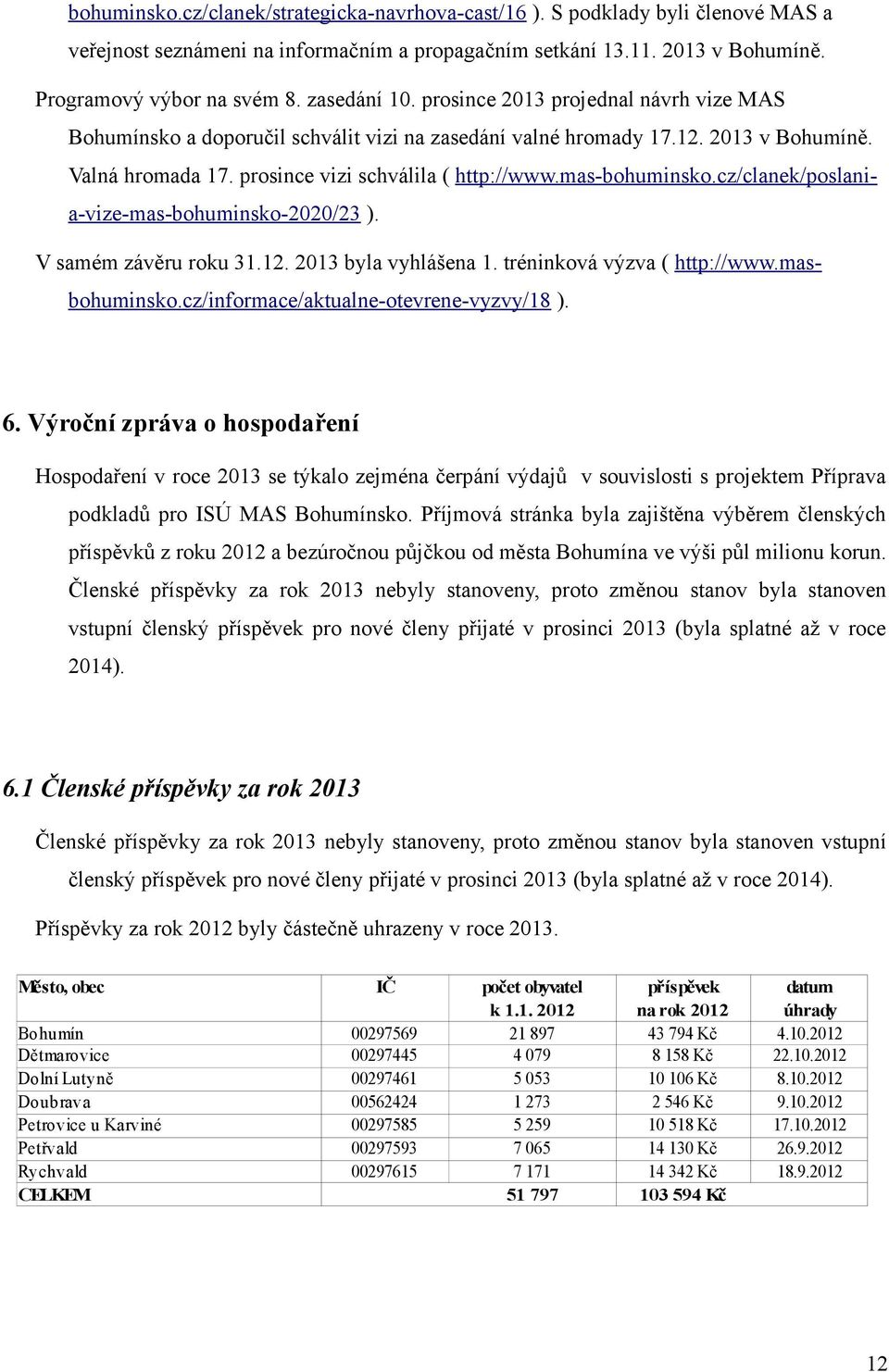 mas-bohuminsko.cz/clanek/poslania-vize-mas-bohuminsko-2020/23 ). V samém závěru roku 31.12. 2013 byla vyhlášena 1. tréninková výzva ( http://www.masbohuminsko.